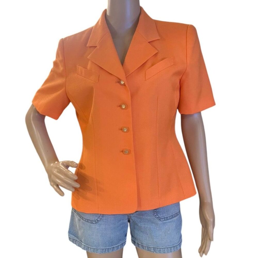 Preston & York Vintage 90's Tangerine Orange Short Sleeve Blazer Sz 8P